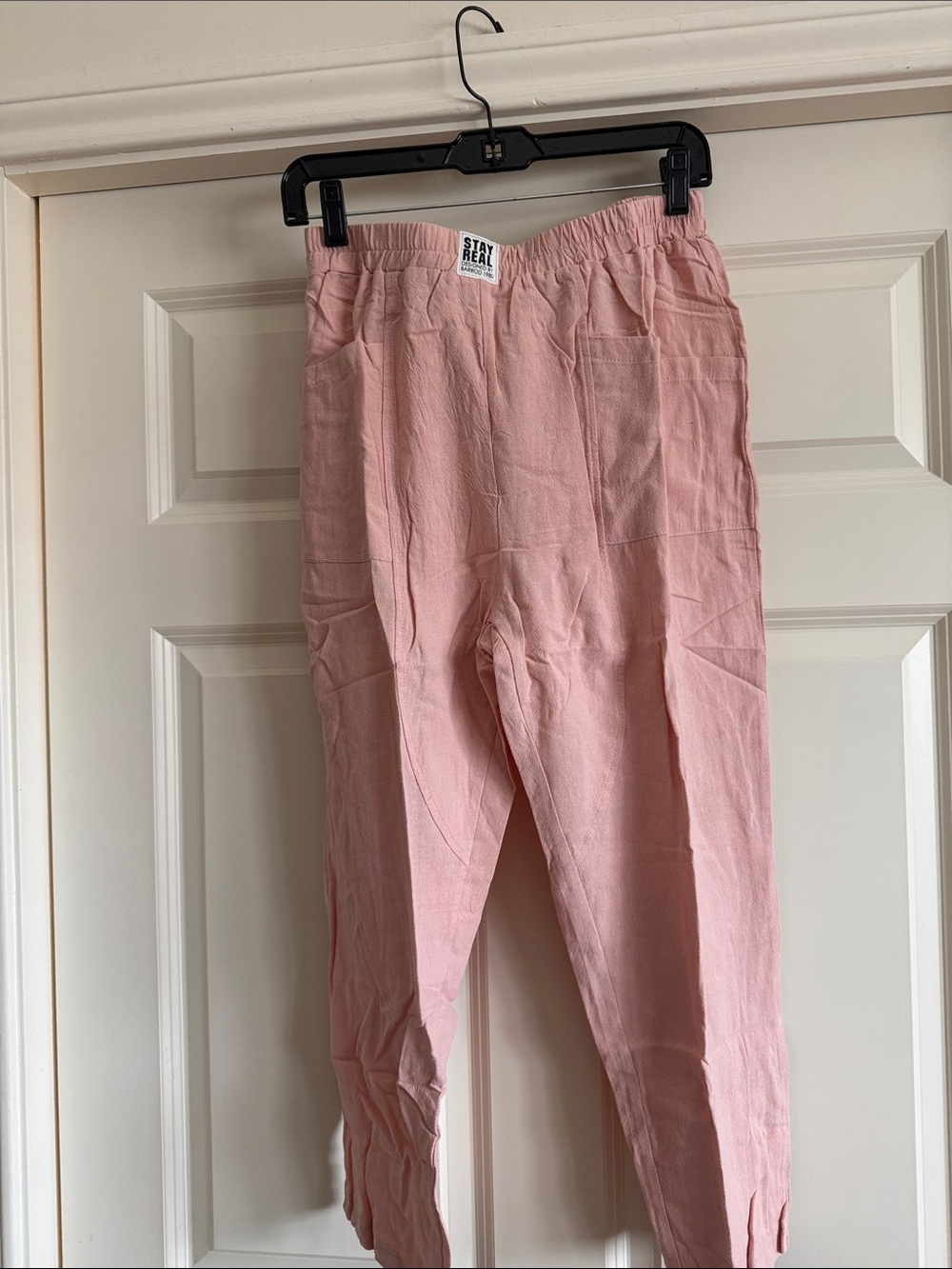Stay Real women’s apricot Elastic-Waist Pants, straight cropped SIZE XL
